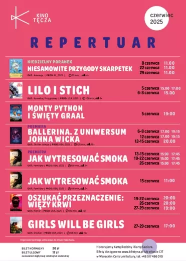 Repertuar kina tęcza czerwiec 2025